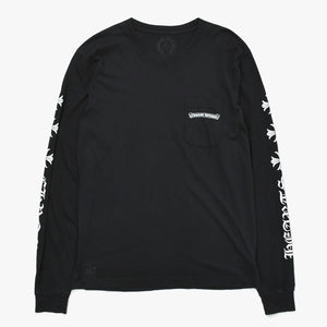 Very Good Condition CHROME HEARTS Sleeve CH Plus Old English Logo Long T Black White Size L Used 4a009379