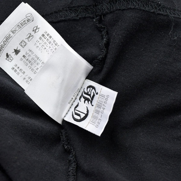 Very Good Condition CHROME HEARTS Sleeve CH Plus Old English Logo Long T Black White Size L Used 4a009379