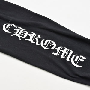 Very Good Condition CHROME HEARTS Sleeve CH Plus Old English Logo Long T Black White Size L Used 4a009379