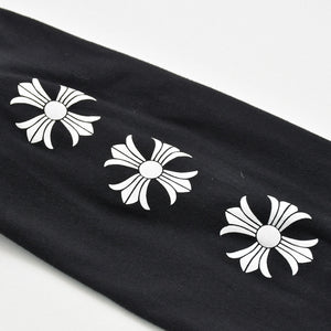 Very Good Condition CHROME HEARTS Sleeve CH Plus Old English Logo Long T Black White Size L Used 4a009379