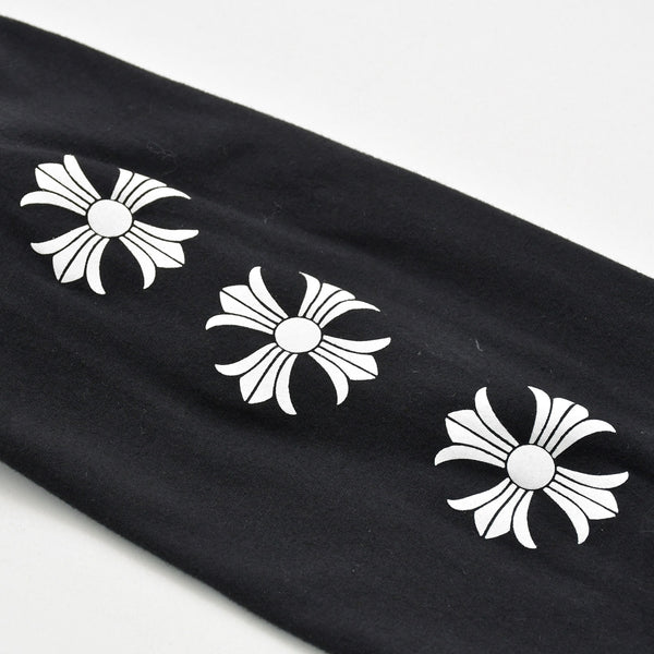 Very Good Condition CHROME HEARTS Sleeve CH Plus Old English Logo Long T Black White Size L Used 4a009379