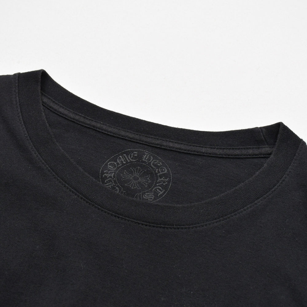 極美品 CHROME HEARTS クロムハーツ 袖CHプラス オールドイングリッシュロゴ ロンT ブラック ホワイト サイズL 中古 4a009379