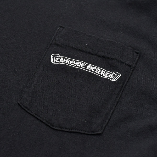 Very Good Condition CHROME HEARTS Sleeve CH Plus Old English Logo Long T Black White Size L Used 4a009379