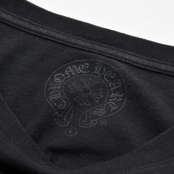 Very Good Condition CHROME HEARTS Sleeve CH Plus Old English Logo Long T Black White Size L Used 4a009379