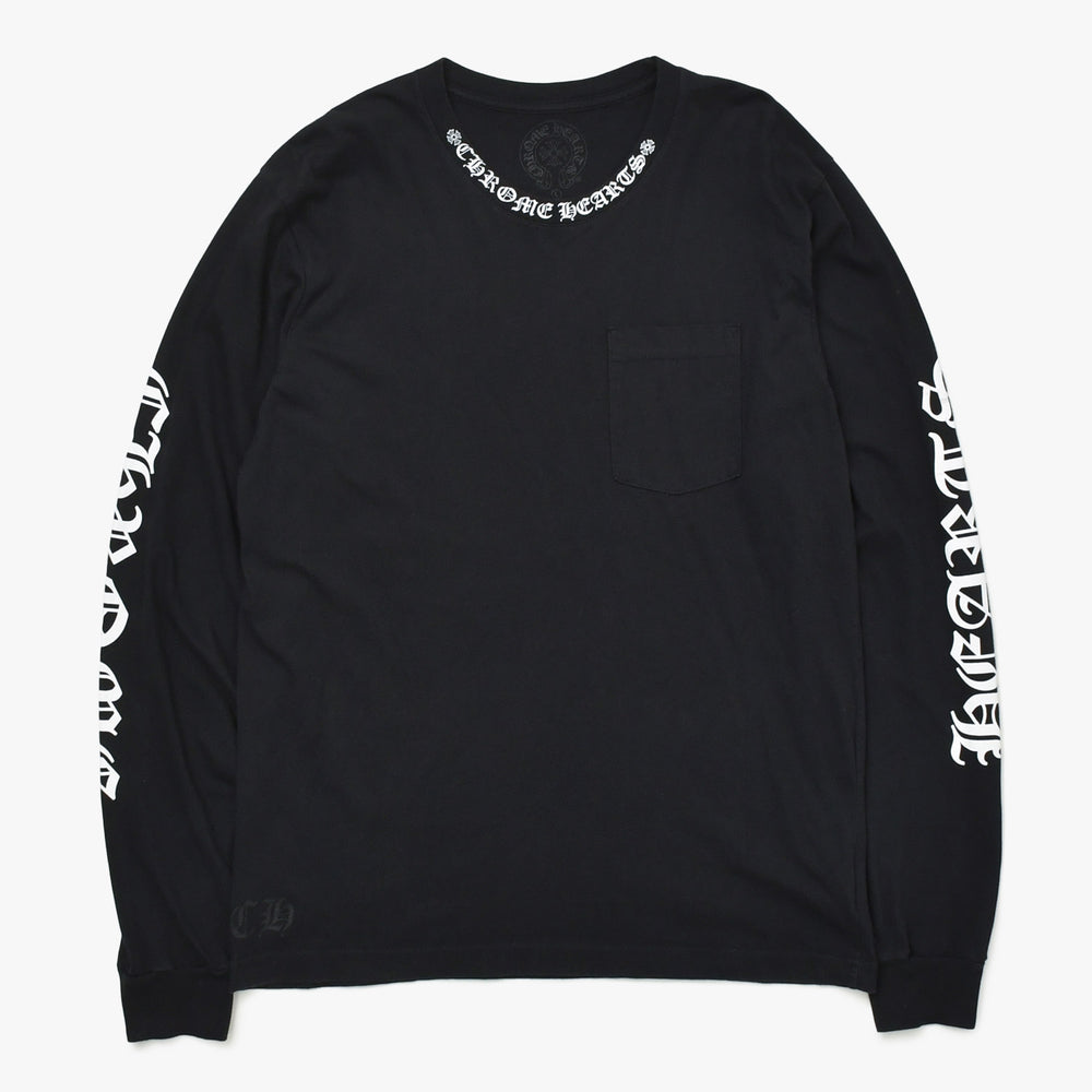 CHROME HEARTS クロムハーツ Neck Logo Long Sleeve Tee ネックロゴ ロングスリーブティ ブラック サイズL 美品 中古 4a009380