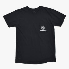 Very Good Condition CHROME HEARTS Men's Half Sleeve Pocket T-Shirt CH Cross Hairy Dagger Black Size L Used 4a009381