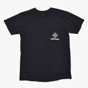 Very Good Condition CHROME HEARTS Men's Half Sleeve Pocket T-Shirt CH Cross Hairy Dagger Black Size L Used 4a009381