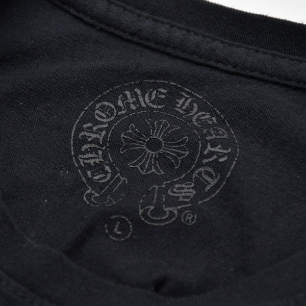 Very Good Condition CHROME HEARTS Men's Half Sleeve Pocket T-Shirt CH Cross Hairy Dagger Black Size L Used 4a009381