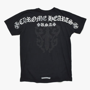 Very Good Condition CHROME HEARTS Men's Half Sleeve Pocket T-Shirt CH Cross Hairy Dagger Black Size L Used 4a009381