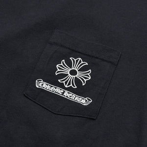 Very Good Condition CHROME HEARTS Men's Half Sleeve Pocket T-Shirt CH Cross Hairy Dagger Black Size L Used 4a009381
