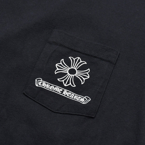 Very Good Condition CHROME HEARTS Men's Half Sleeve Pocket T-Shirt CH Cross Hairy Dagger Black Size L Used 4a009381