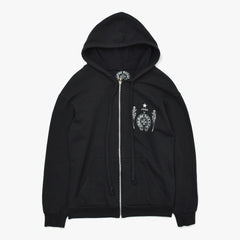Very Good Condition CHROME HEARTS Foti Harristita Zip Up Parka Scroll Logo Star Black Silver Size L Used 4a009382