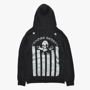 Very Good Condition CHROME HEARTS Foti Harristita Zip Up Parka Scroll Logo Star Black Silver Size L Used 4a009382