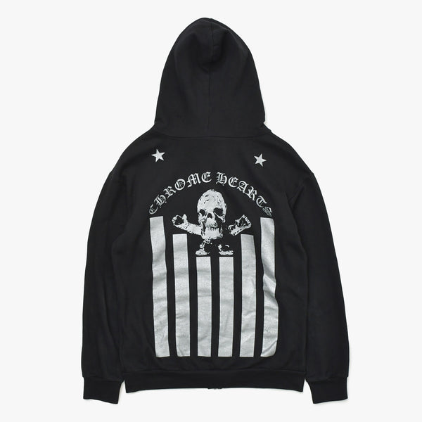 Very Good Condition CHROME HEARTS Foti Harristita Zip Up Parka Scroll Logo Star Black Silver Size L Used 4a009382