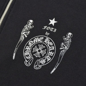 Very Good Condition CHROME HEARTS Foti Harristita Zip Up Parka Scroll Logo Star Black Silver Size L Used 4a009382