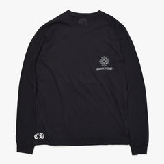 CHROME HEARTS クロムハーツ CHプラス バッククロス プリント 長袖Tシャツ コットン ブラック サイズL 美品 中古 4a009384