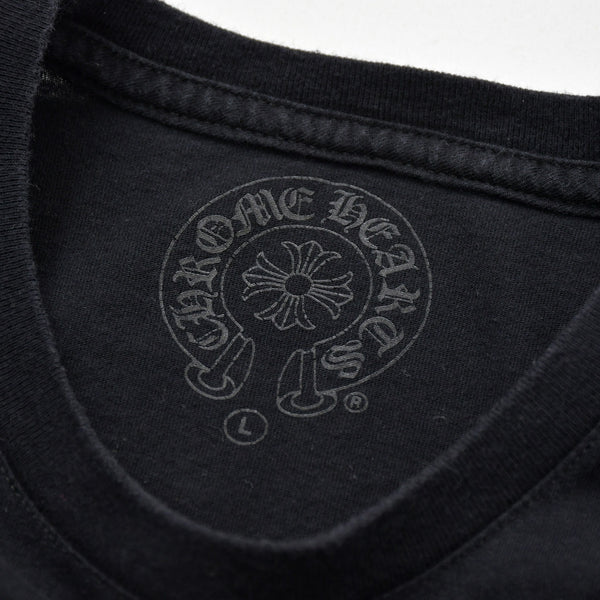 CHROME HEARTS クロムハーツ CHプラス バッククロス プリント 長袖Tシャツ コットン ブラック サイズL 美品 中古 4a009384
