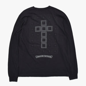 CHROME HEARTS クロムハーツ CHプラス バッククロス プリント 長袖Tシャツ コットン ブラック サイズL 美品 中古 4a009384
