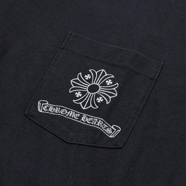 CHROME HEARTS クロムハーツ CHプラス バッククロス プリント 長袖Tシャツ コットン ブラック サイズL 美品 中古 4a009384