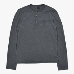 CHROME HEARTS Henley Neck Long Sleeve T-Shirt U.S.AGray with silver hardware, size S, excellent condition, pre-owned. (Item number: 4a009385)