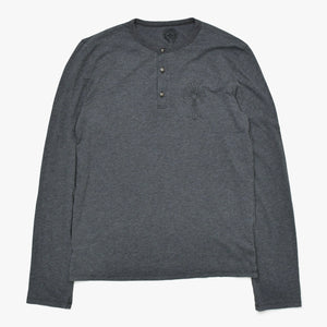 CHROME HEARTS Henley Neck Long Sleeve T-Shirt U.S.AGray with silver hardware, size S, excellent condition, pre-owned. (Item number: 4a009385)