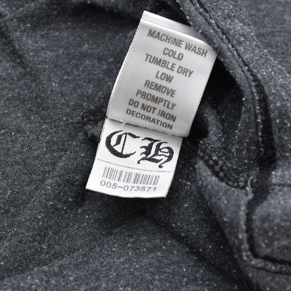 CHROME HEARTS Henley Neck Long Sleeve T-Shirt U.S.AGray with silver hardware, size S, excellent condition, pre-owned. (Item number: 4a009385)