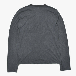 CHROME HEARTS Henley Neck Long Sleeve T-Shirt U.S.AGray with silver hardware, size S, excellent condition, pre-owned. (Item number: 4a009385)