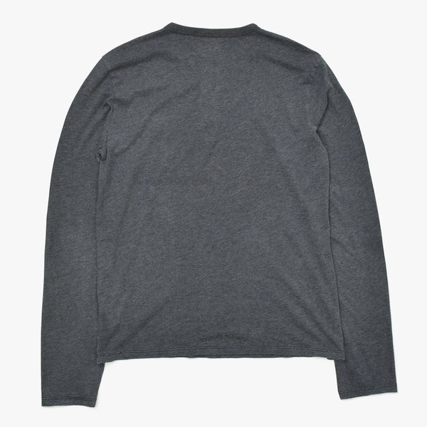 CHROME HEARTS Henley Neck Long Sleeve T-Shirt U.S.AGray with silver hardware, size S, excellent condition, pre-owned. (Item number: 4a009385)
