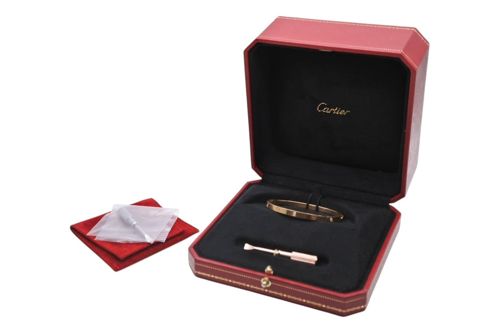 CARTIER カルティエ LOVE BRACELET SMALL ラブ ブレスレット バングル スモールモデル ハーフダイヤ イエローゴールド 750 サイズ15 美品 中古 4b009412