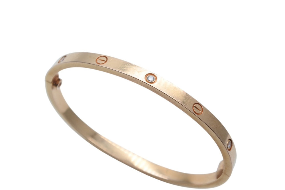 CARTIER カルティエ LOVE BRACELET SMALL ラブ ブレスレット バングル スモールモデル ハーフダイヤ イエローゴールド 750 サイズ15 美品 中古 4b009412