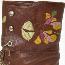 画像をギャラリービューアに読み込む, CHRISTIAN DIOR クリスチャンディオール ガリアーノ期 エンブロイダリー ヒールブーツ 蝶 花柄 刺繍 レザー ブラウン サイズ36 1/2 美品 中古 4b009414