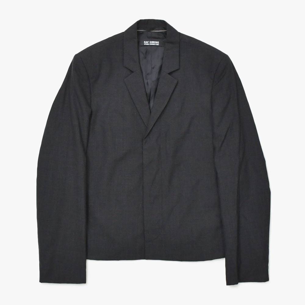 RAF SIMONS ラフ シモンズ 07SS シングル テーラードジャケット ブレザー サイズ44 ウール グレー アーカイブ 比翼 美品 中古 4a009428