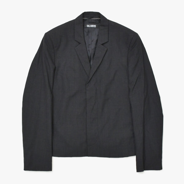 RAF SIMONS ラフ シモンズ 07SS シングル テーラードジャケット ブレザー サイズ44 ウール グレー アーカイブ 比翼 美品 中古 4a009428
