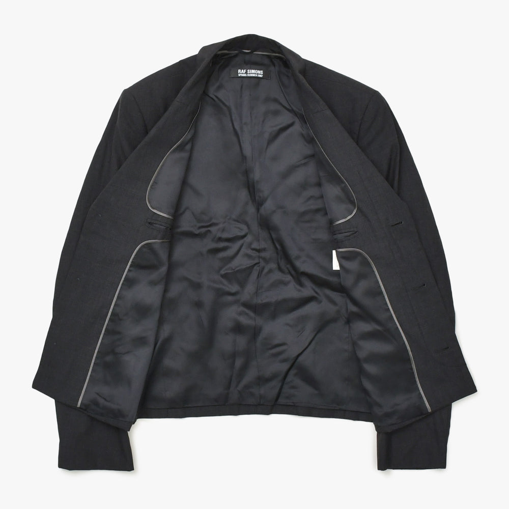 RAF SIMONS ラフ シモンズ 07SS シングル テーラードジャケット ブレザー サイズ44 ウール グレー アーカイブ 比翼 美品 中古 4a009428