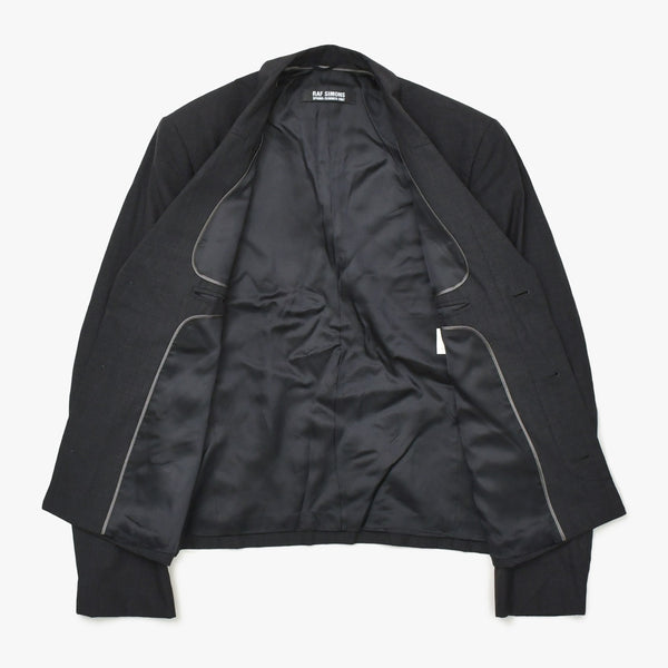 RAF SIMONS ラフ シモンズ 07SS シングル テーラードジャケット ブレザー サイズ44 ウール グレー アーカイブ 比翼 美品 中古 4a009428