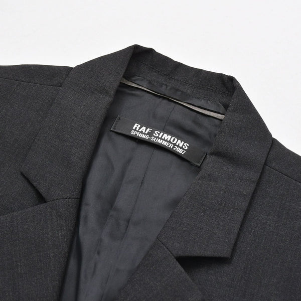 RAF SIMONS ラフ シモンズ 07SS シングル テーラードジャケット ブレザー サイズ44 ウール グレー アーカイブ 比翼 美品 中古 4a009428