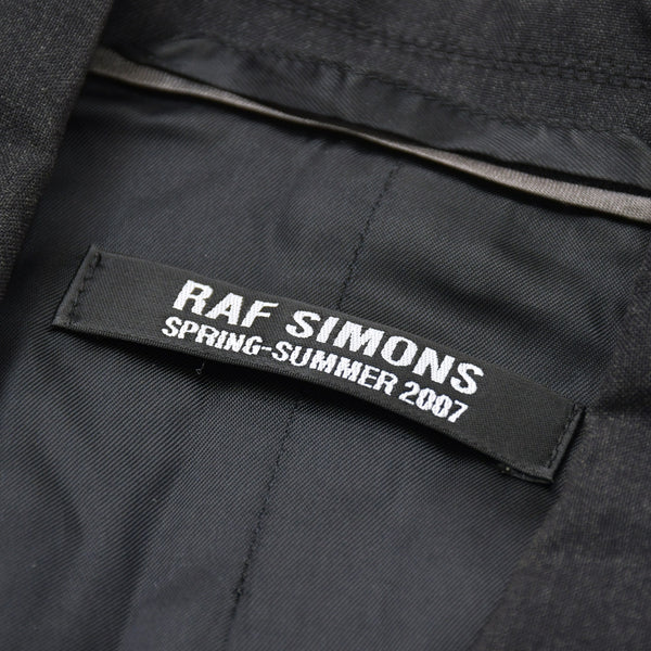 RAF SIMONS ラフ シモンズ 07SS シングル テーラードジャケット ブレザー サイズ44 ウール グレー アーカイブ 比翼 美品 中古 4a009428