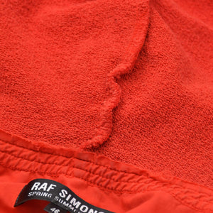 極美品 RAF SIMONS ラフシモンズ 02SS ノースリーブ シャツフーディ サイズ46 テロ期 レッド カットオフ アーカイブ 中古 4a009432
