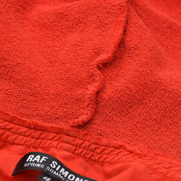 極美品 RAF SIMONS ラフシモンズ 02SS ノースリーブ シャツフーディ サイズ46 テロ期 レッド カットオフ アーカイブ 中古 4a009432