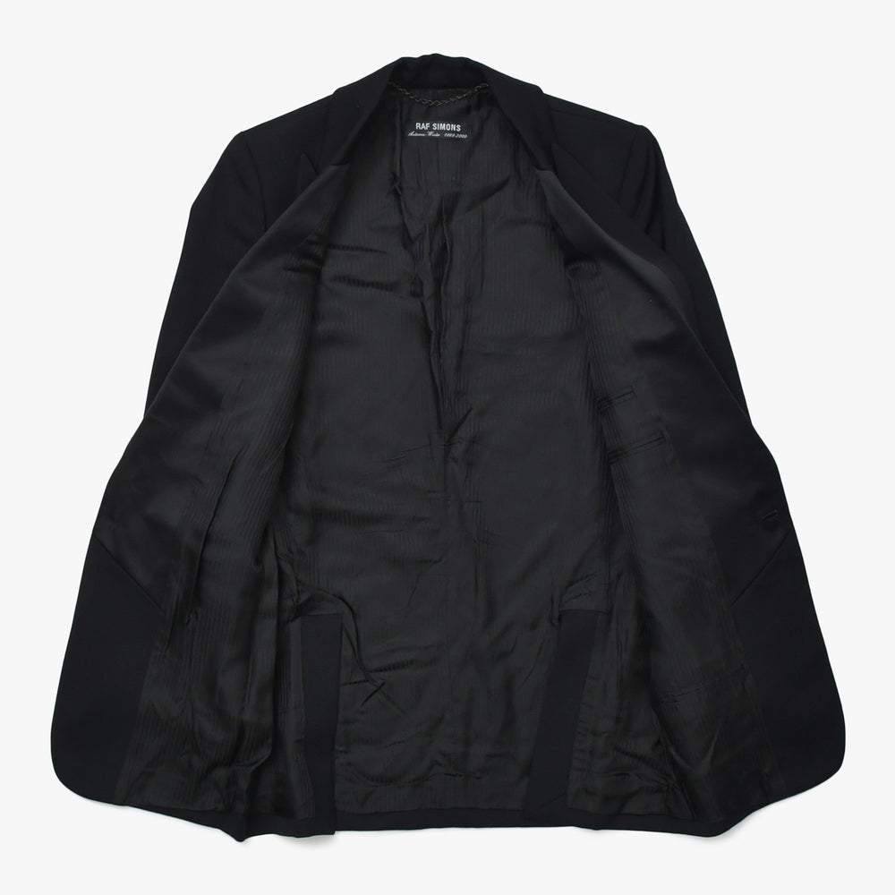 極美品 RAF SIMONS ラフシモンズ 99AW シングル テーラードジャケット サイズ46 ブラック ウール アーカイブ ディスオーダー期 中古 4a009435