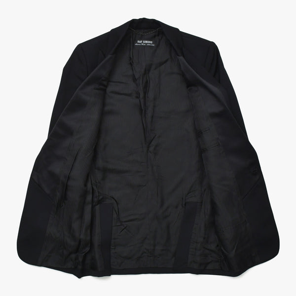 極美品 RAF SIMONS ラフシモンズ 99AW シングル テーラードジャケット サイズ46 ブラック ウール アーカイブ ディスオーダー期 中古 4a009435
