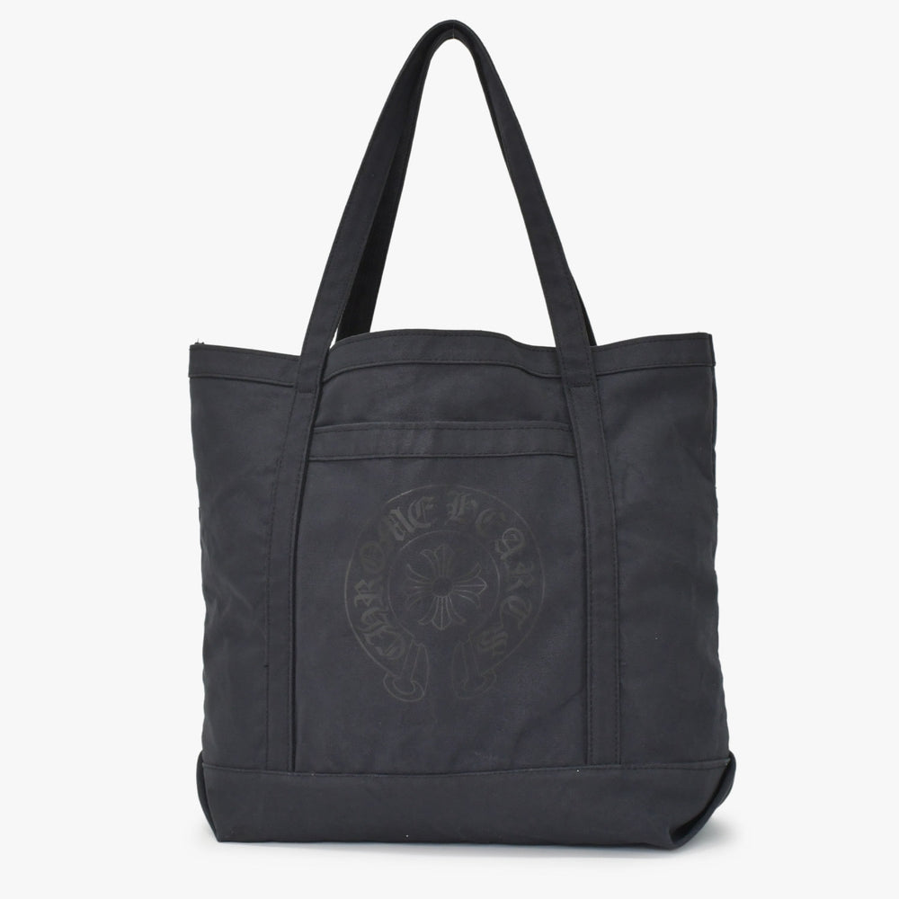 CHROME HEARTS クロムハーツ ホースシュー プリント キャンバス トートバッグ ブラック 美品 中古 4a000952