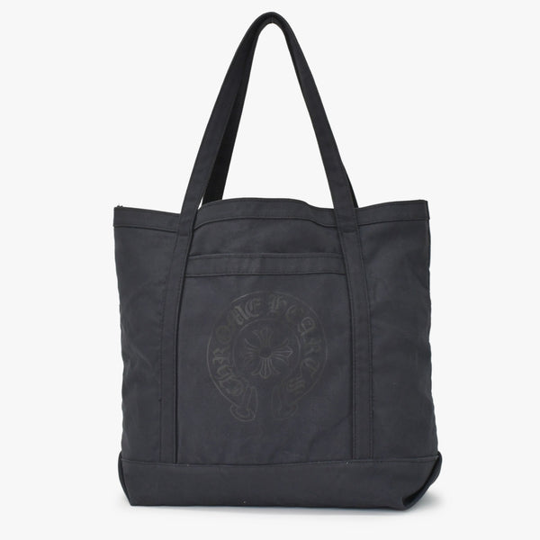 CHROME HEARTS クロムハーツ ホースシュー プリント キャンバス トートバッグ ブラック 美品 中古 4a000952