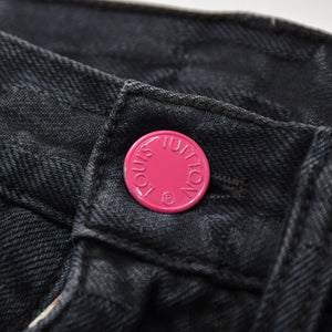 LOUIS VUITTON ルイヴィトン グラフィティ デニムパンツ MODP56BCT 36サイズ ブラック マークジェイコブス スティーブンスプラウス シルバー金具 美品 中古 4a009538