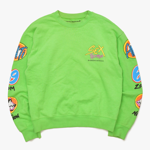 極美品 CHROME HEARTS クロムハーツ Matty Boy マッティボーイ Sex Records スウェット トレーナー グリーン マルチカラー サイズM 中古 4a006673