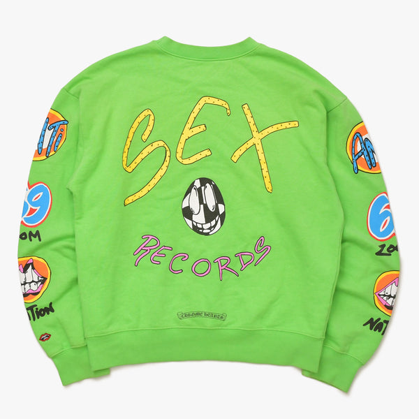 極美品 CHROME HEARTS クロムハーツ Matty Boy マッティボーイ Sex Records スウェット トレーナー グリーン マルチカラー サイズM 中古 4a006673