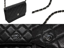 画像をギャラリービューアに読み込む, 極美品 CHANEL シャネル チェーンウォレット 財布 AP1649 30番台 ココマーク キャビアスキン キルティング シルバー金具 中古 4b009802