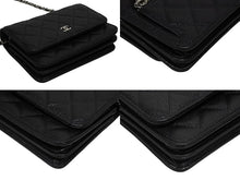 画像をギャラリービューアに読み込む, 極美品 CHANEL シャネル チェーンウォレット 財布 AP1649 30番台 ココマーク キャビアスキン キルティング シルバー金具 中古 4b009802