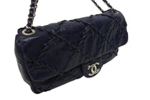 画像をギャラリービューアに読み込む, 極美品 CHANEL シャネル ウルトラステッチ チェーンショルダーバッグ A48492 15番台 ラムスキン ココマーク ネイビー シルバー金具 中古 4b009879