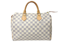 Load image into Gallery viewer, LOUIS VUITTON ルイヴィトン ダミエ アズール スピーディ30 ハンドバッグ N41533 ホワイト ゴールド金具 ロゴ 美品 中古 4b000988